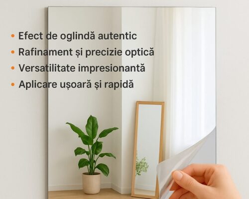 Autocolant Oglindă Clară OrangeJet MirrorMe – Reflecția Perfectă în Orice Spațiu
