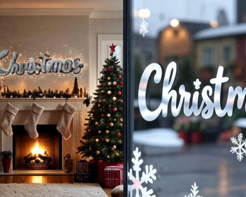 Lettering de Crăciun: mesaje festive din autocolant decupat pentru perete sau geam