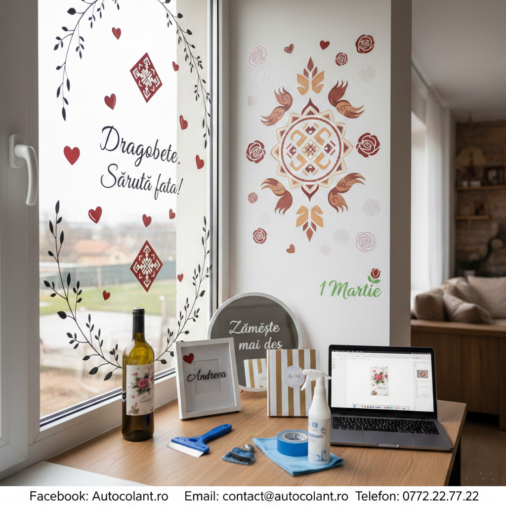 Valentine’s → Dragobete → 1 Martie, decor cu autocolante
