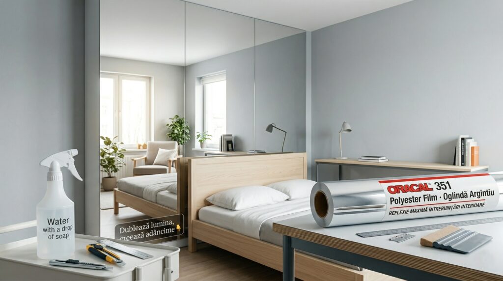 Folie oglindă: lumină și spațiu vizual în camere mici
