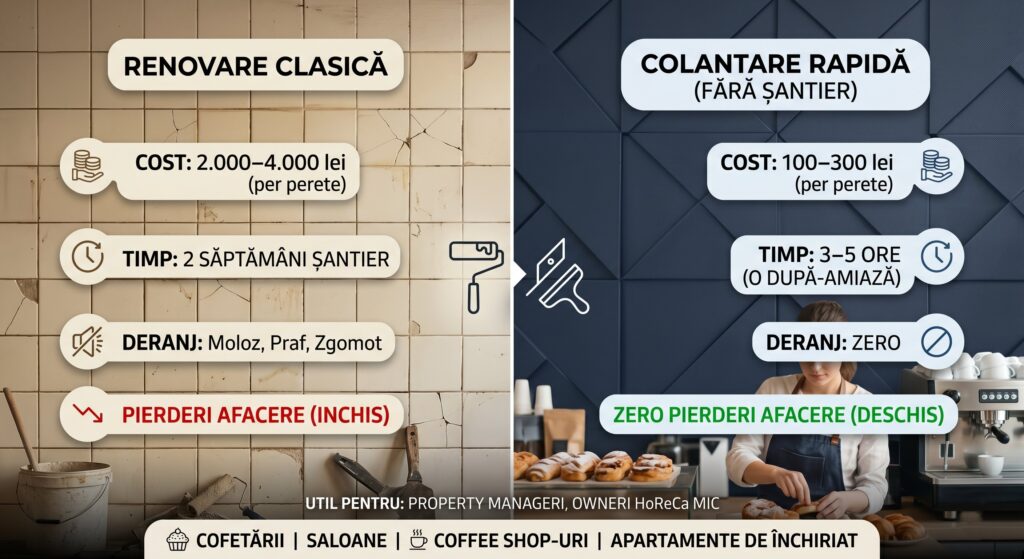 Autocolant faianță bucătărie: refă peretele într-un weekend, fără moloz