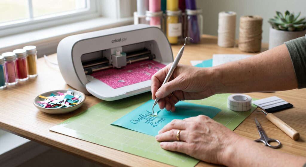 Decuparea unui autocolant personalizat cu un cutter-plotter de crafting