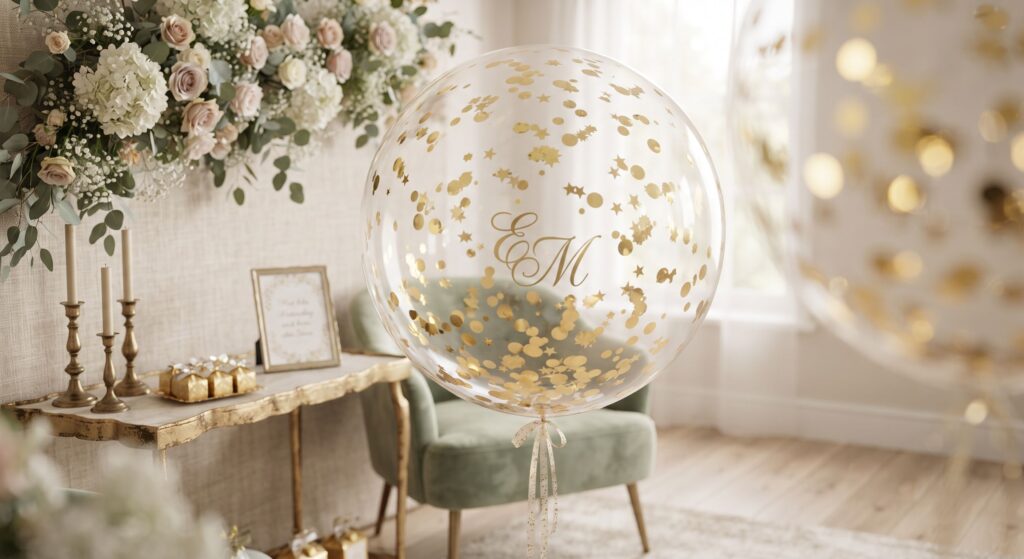 Balon decorat cu accent auriu decupat din autocolant ORACAL 641